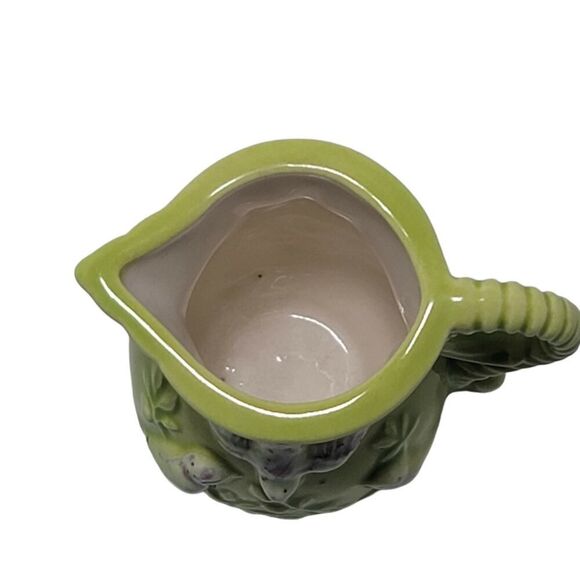 Italian Creamer Mini Ceramic Stoneware Lime Green Small Jug Pitcher With 3D Bird - Picture 7 of 9